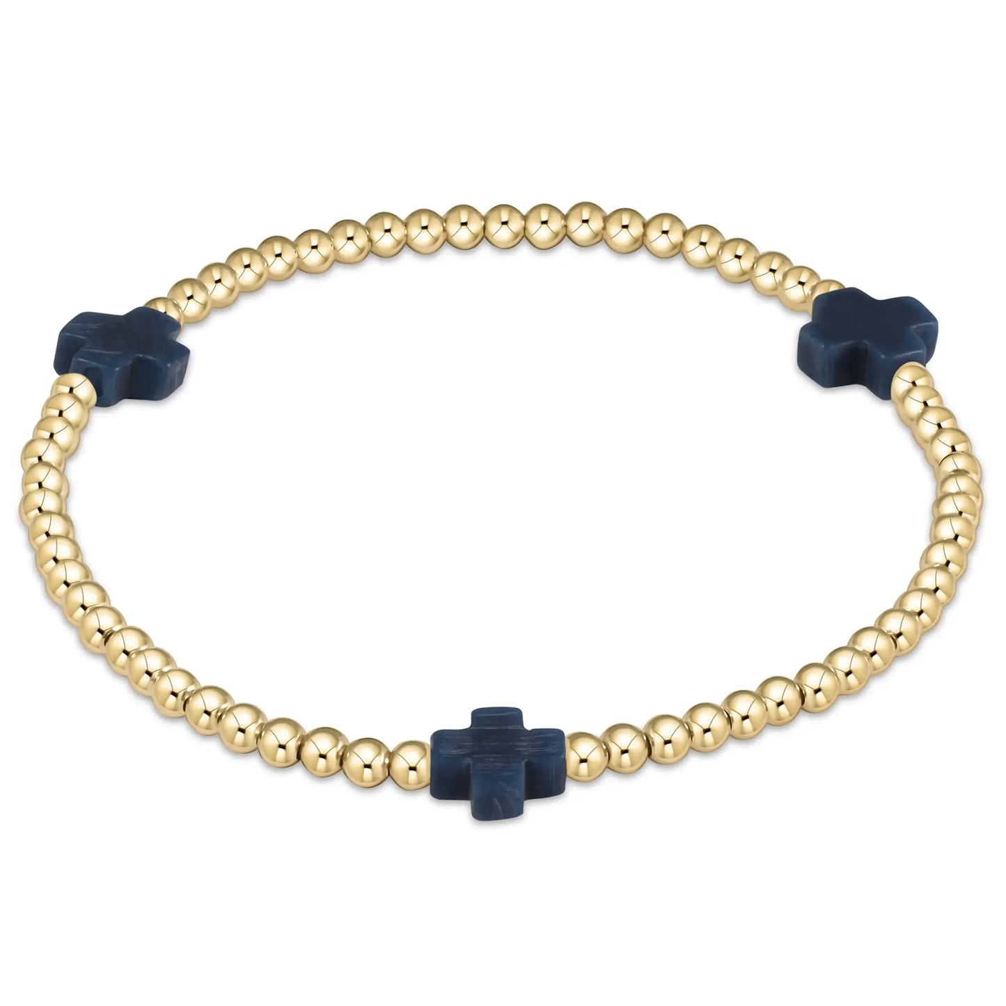 eNewton Signature Cross 3mm Bead Bracelet | Navy
