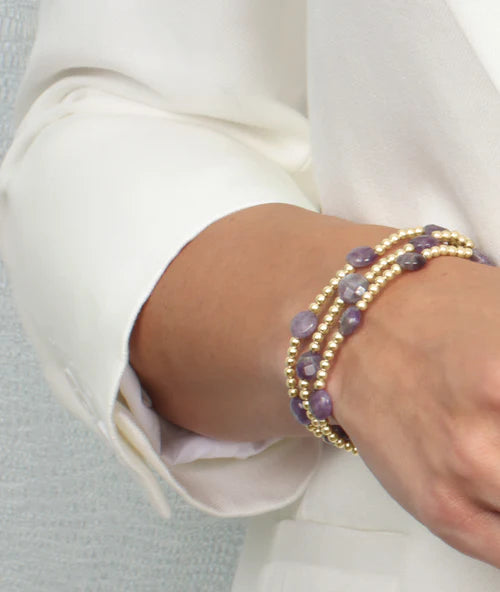 Admire Gold 3mm Bead Bracelet | Amethyst