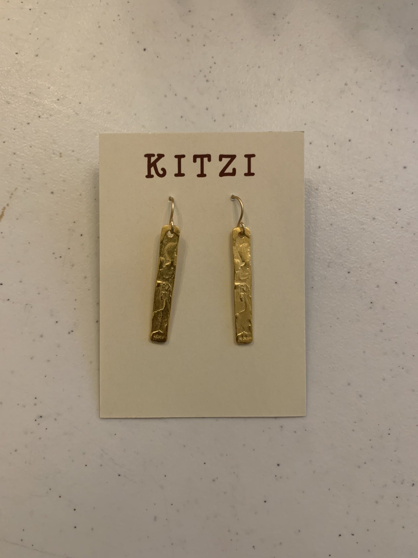 Kitzi Special Edition Gold Textured Bar Earrings