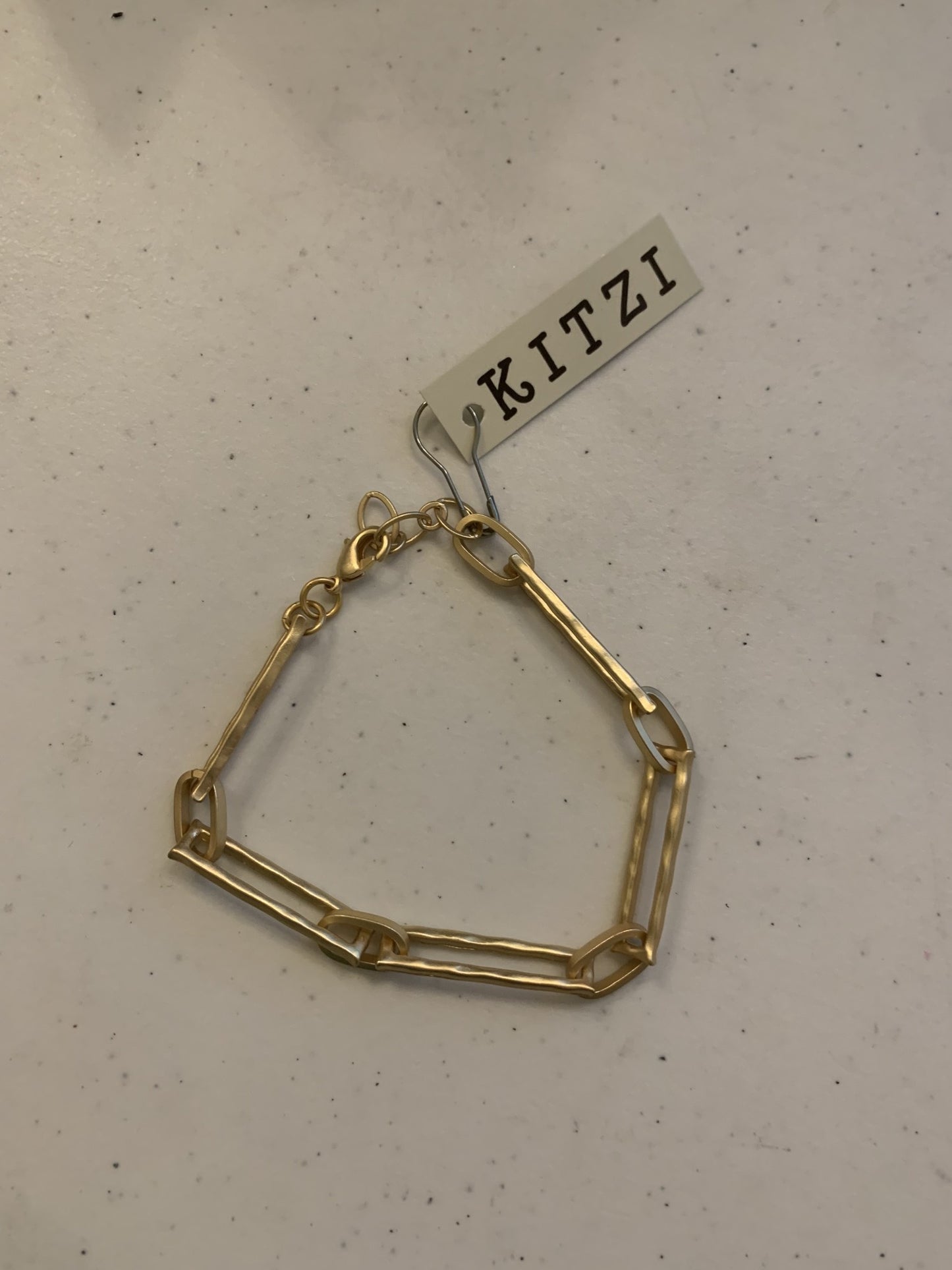 Kitzi Gold Textured Rectangle Link Bracelet