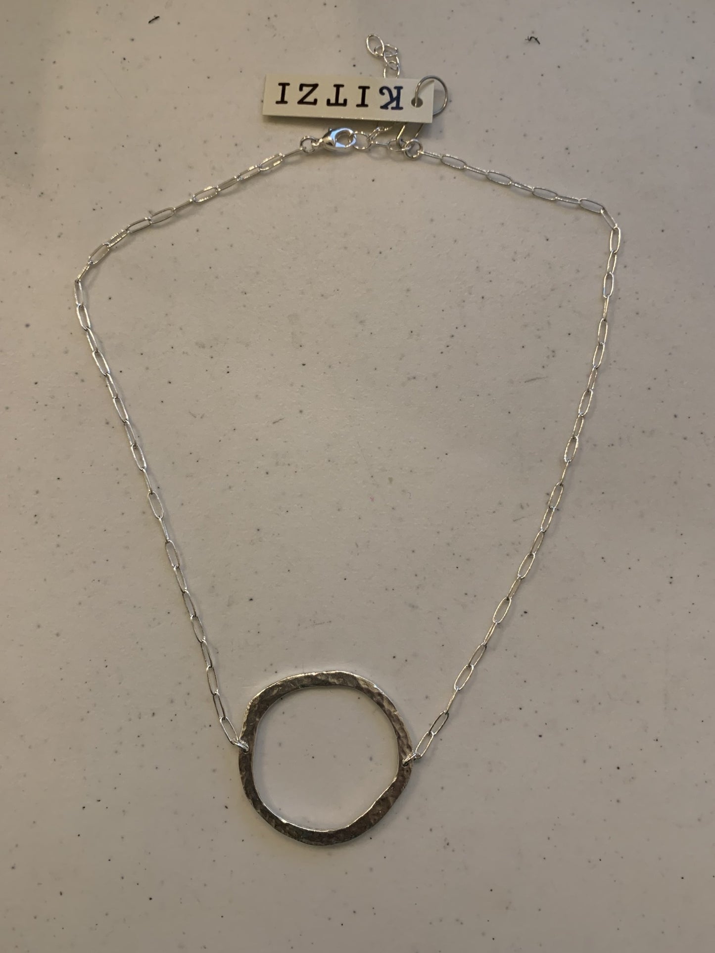 Kitzi Silver Open Circle on Paperclip Chain Necklace