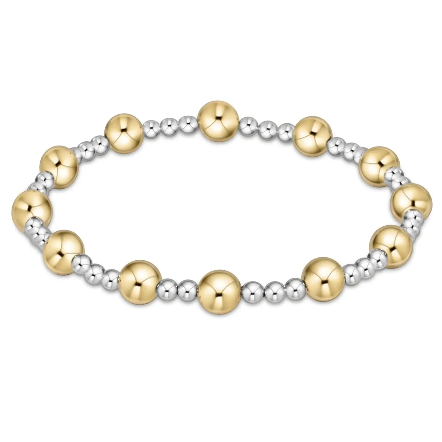 eNewton Extends Classic Sincerity Pattern Bead Bracelet | 6mm Mixed Metal