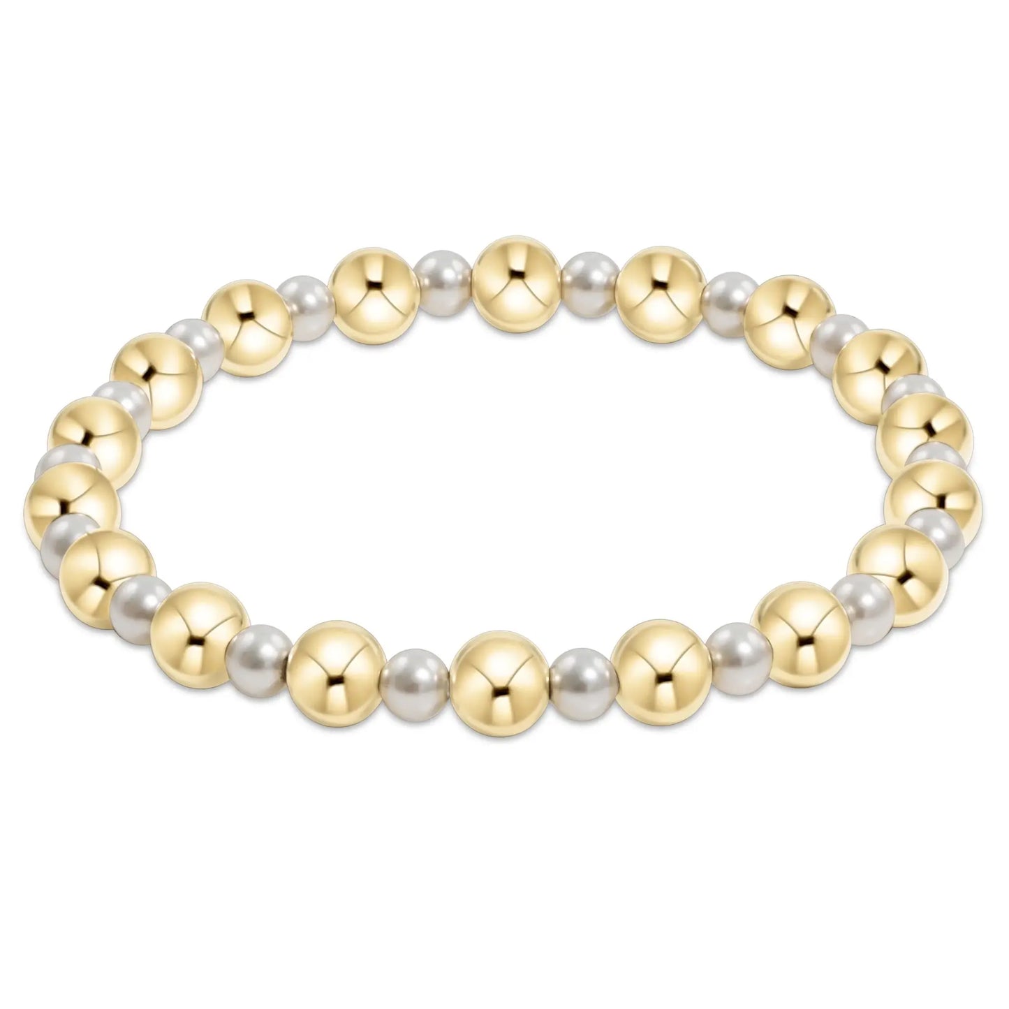 eNewton Extends Pearl Grateful Pattern 4mm + Classic Gold 6mm Bead Bracelet