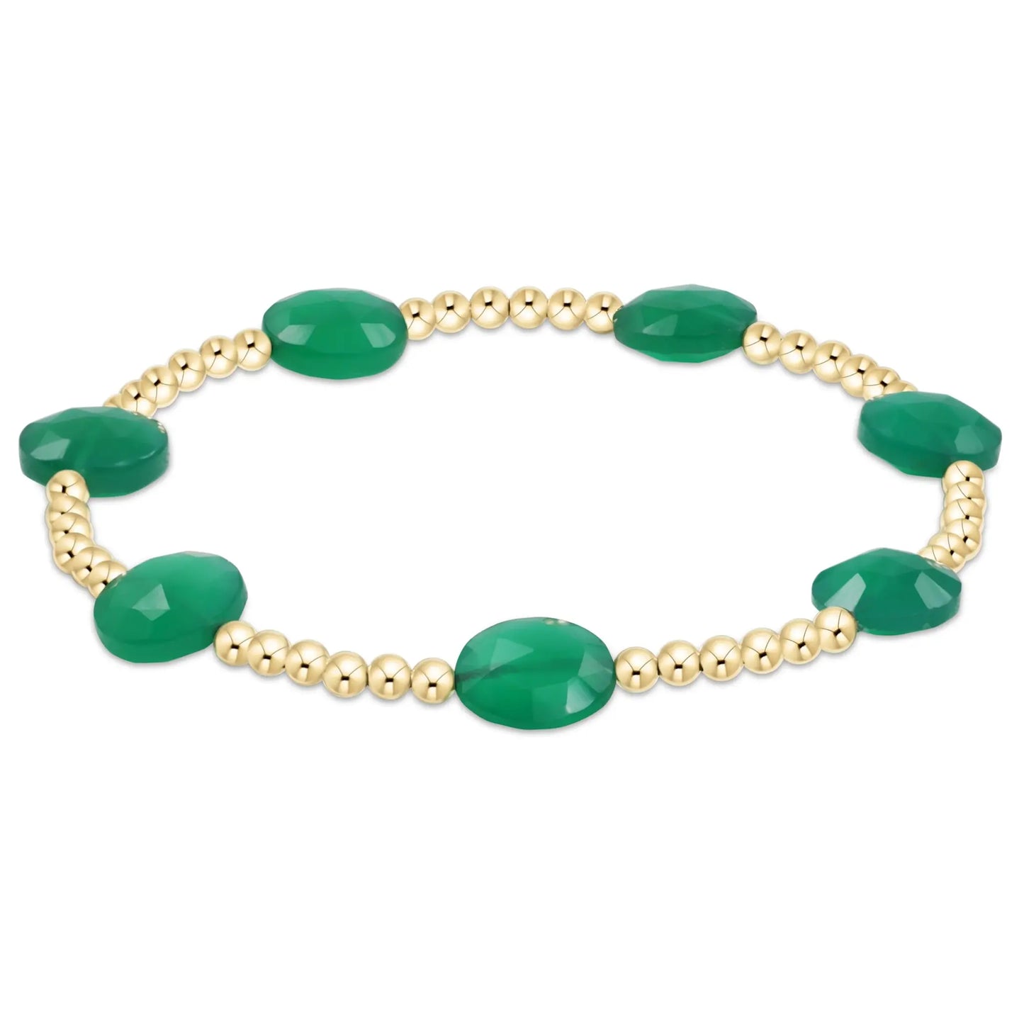 eNewton Admire Gold Bead Bracelet | 3mm Green Onyx