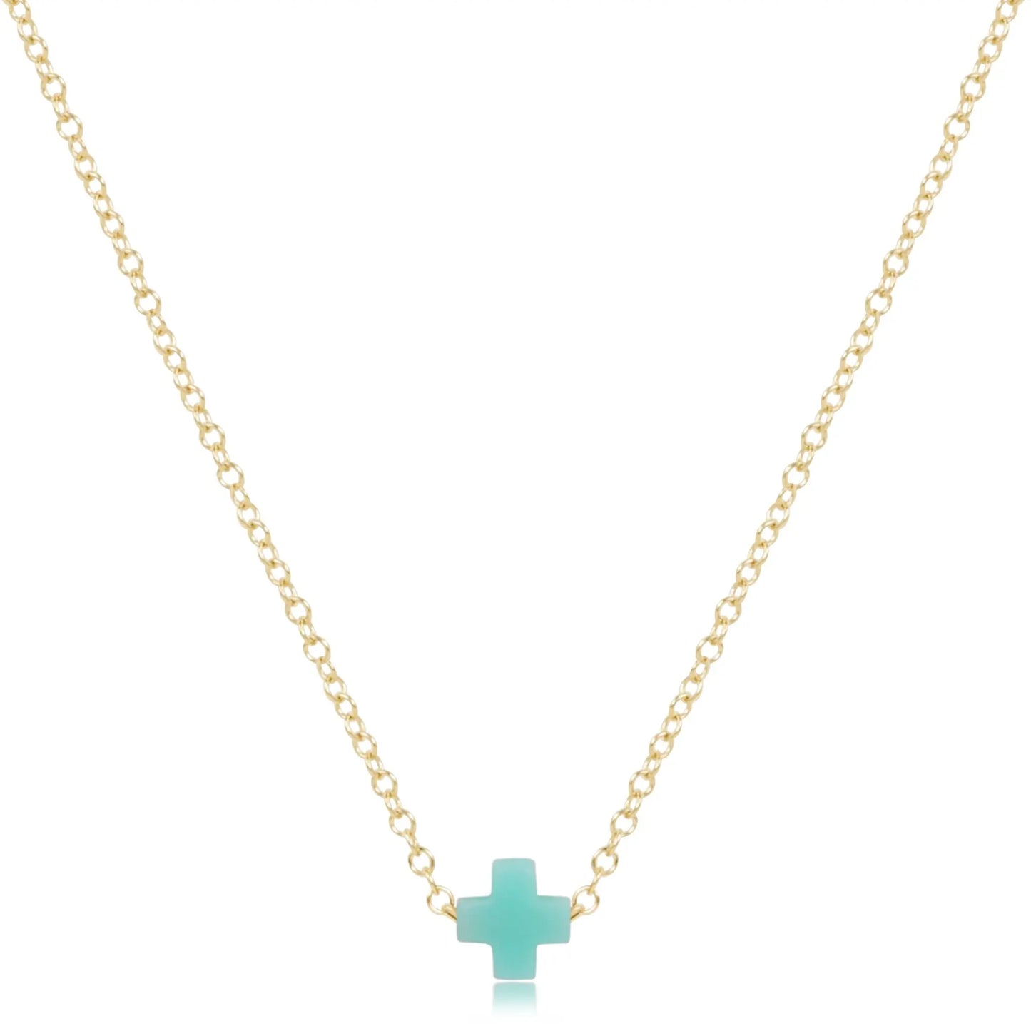 eNewton Signature Small Cross Gold Necklace | 16in Mint