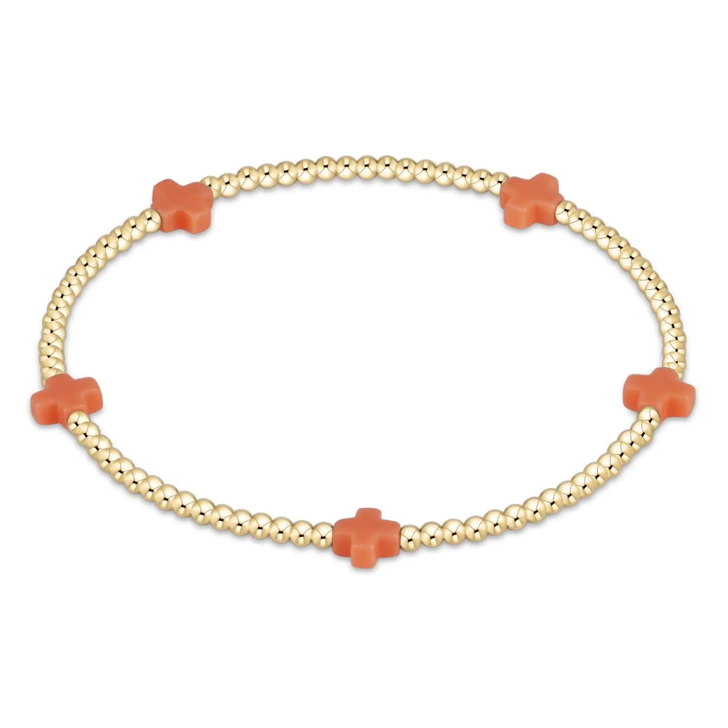 eNewton Signature Small Cross 2mm Bead Bracelet | Coral