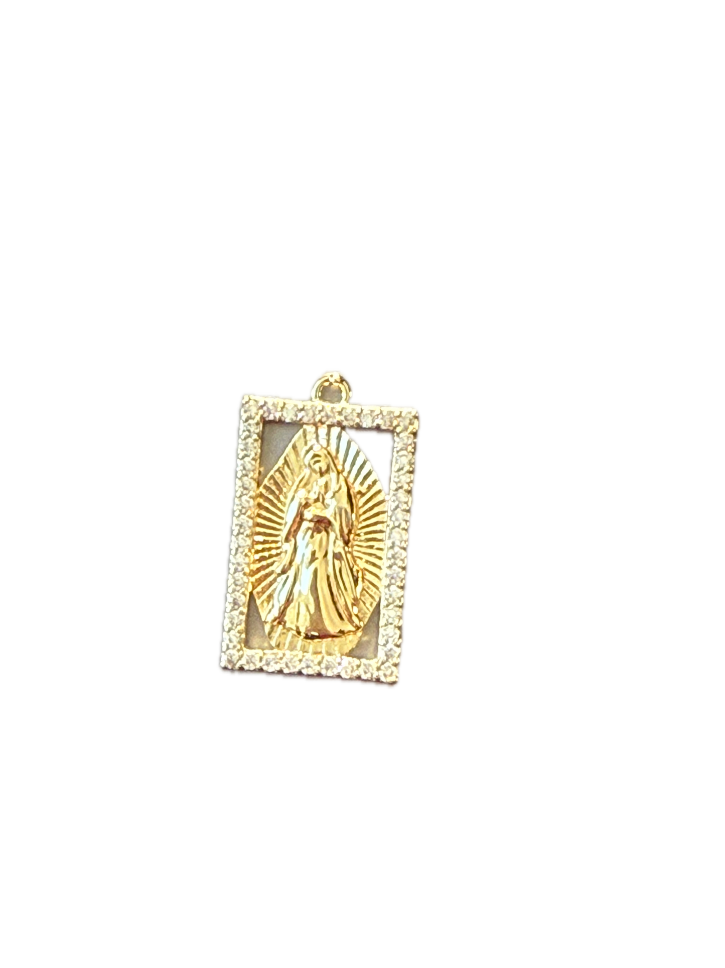 Crystal Rectangle Saint Charm Pendant