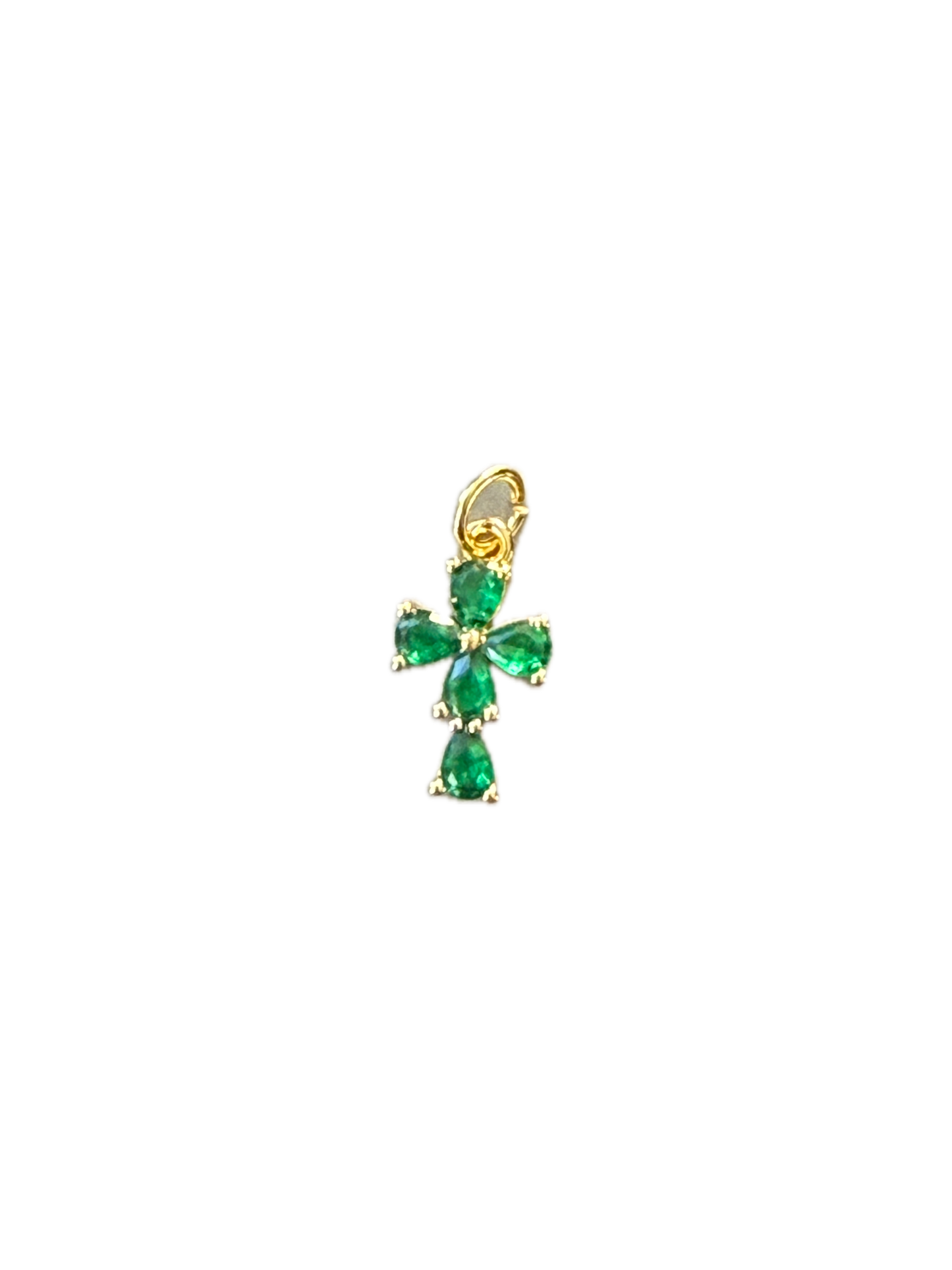 Emerald Green Cross Charm Pendant