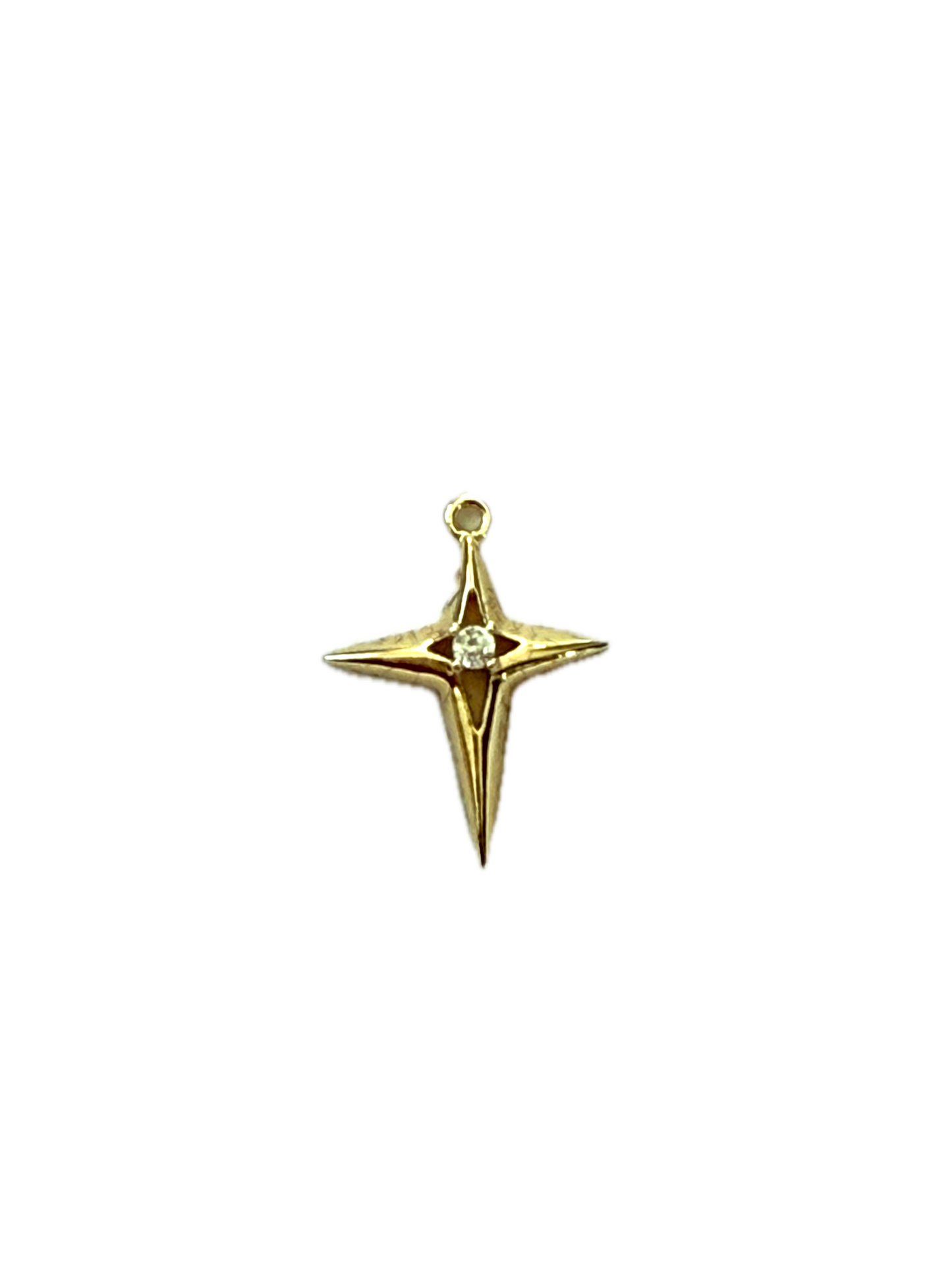 Crystal Center Pointed Cross Charm Pendant