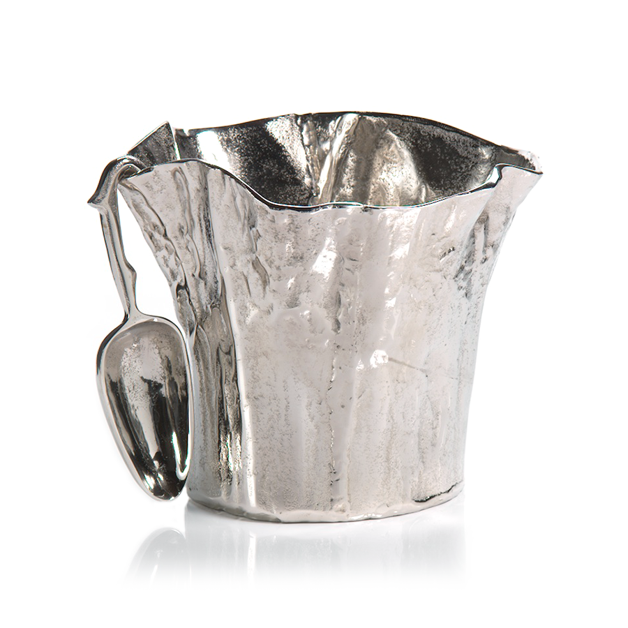 Tree Trunk Ice Bucket + Scoop | Aluminum
