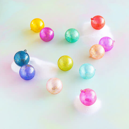 Rainbow Stubble Ball Ornament Glass 5"