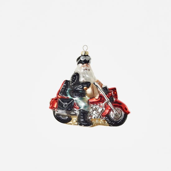 Motorcycle Santa Ornament 5.5"