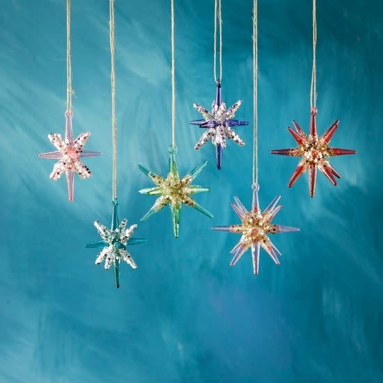 Sparkle Ornament Glass 3.25", 6 Assorted