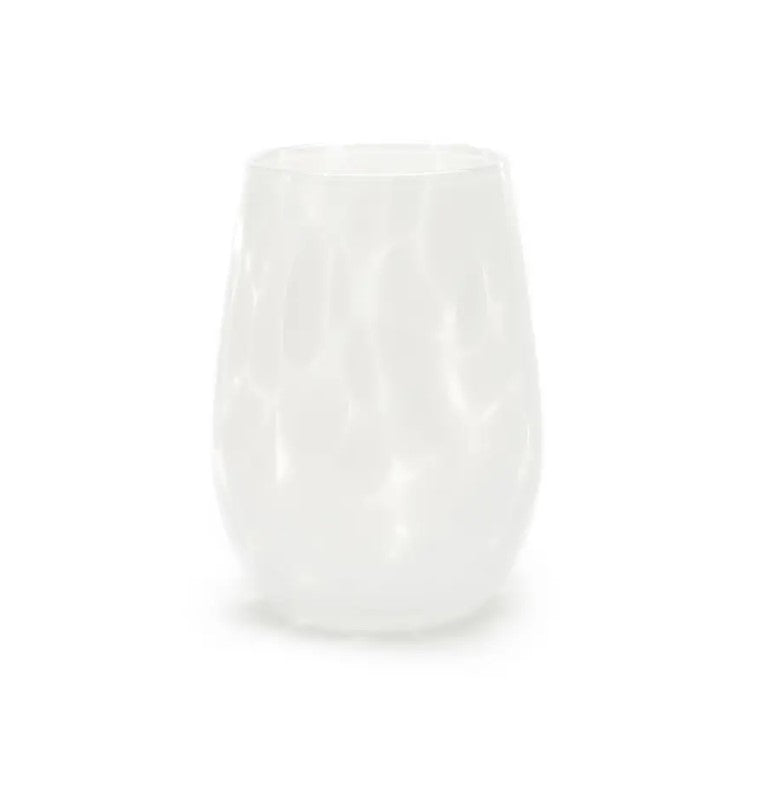 Hand Blown Fritsy Stemless Wine Glass