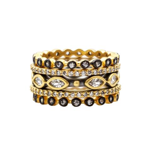 Signature Marquise 14k Gold & Rhodium 5 Stack Ring