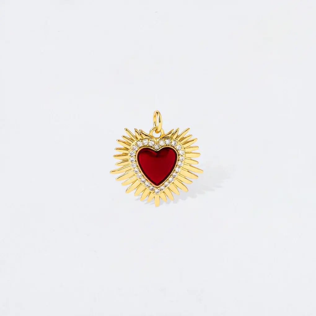 Red Crystal Sacred Heart Charm Pendant