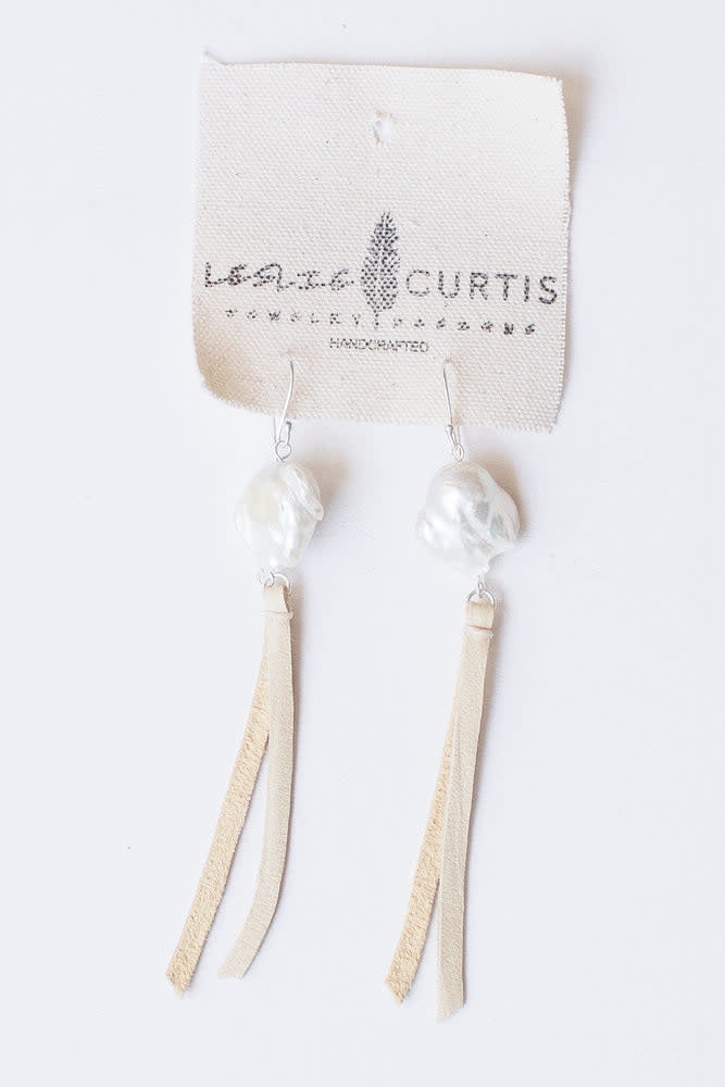 Jo Pearl Leather Tassel Earrings