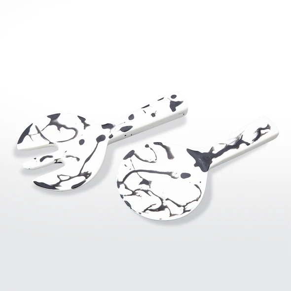Resinware Handcrafted Salad Server Set | Short Handle 7.87in