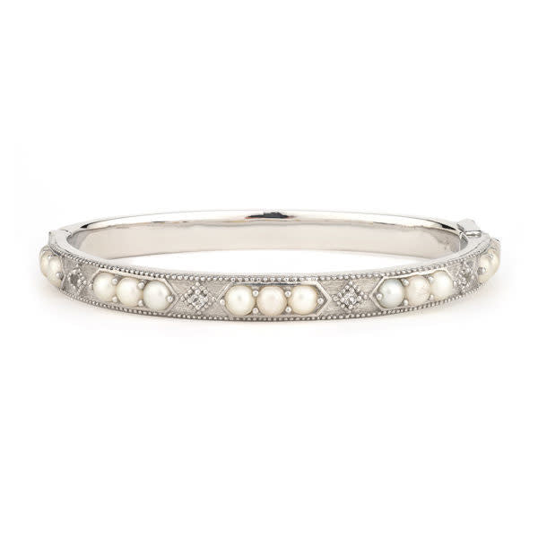 Silver Pearl Lisse Bangle