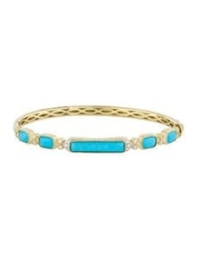 Delicate Moroccan Long Turquoise Stone Bangle