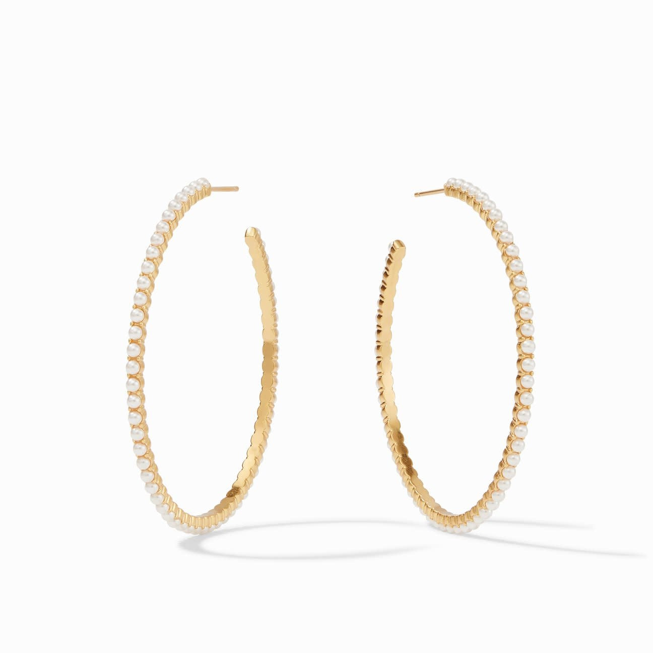 Juliet Gold Hoop Earrings | Pearl Extra Large 2in