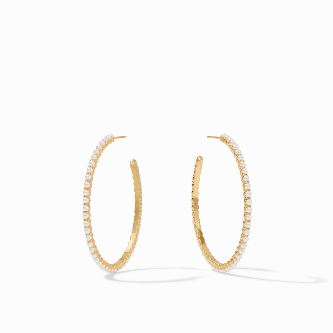 Juliet Gold Hoop Earrings | Pearl Large 1.75in