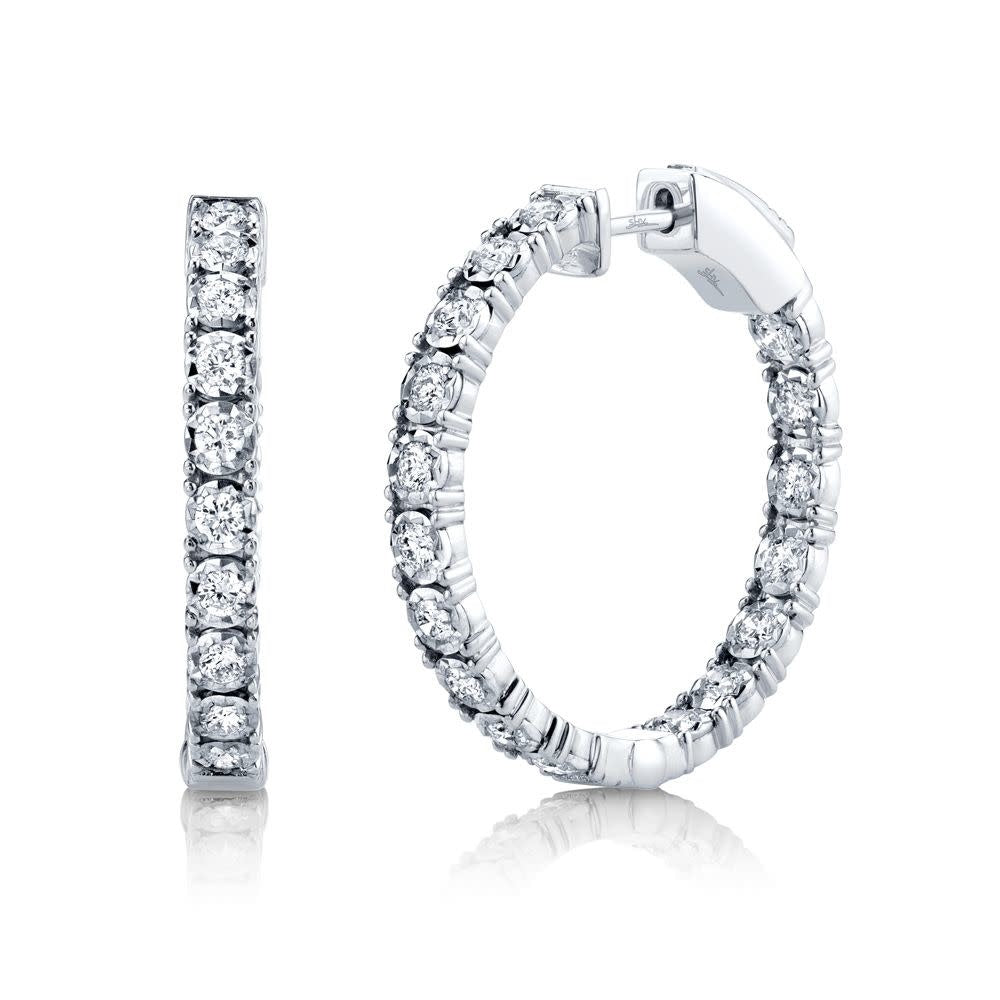 Diamond Hoop Earrings | 14k White Gold 1.06c