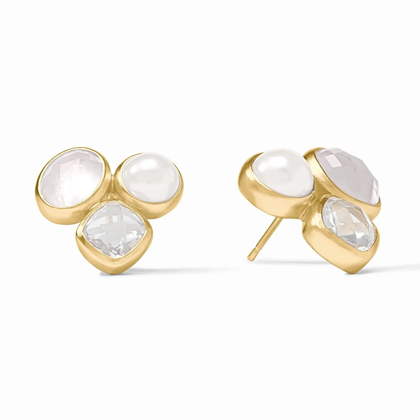 Kaleidoscope Statement Stud Earrings | Iridescent Clear Crystal
