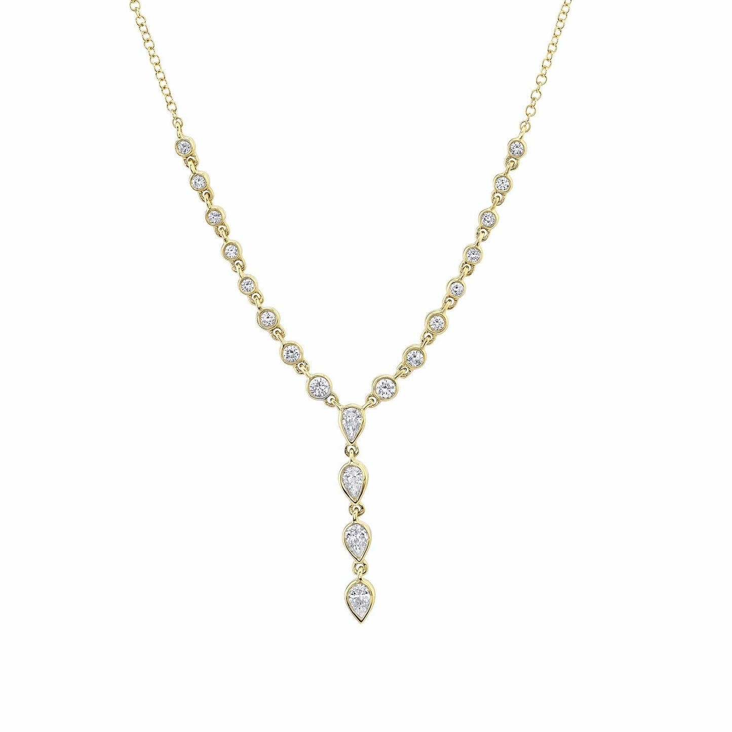 Diamond Teardrop Lariat Necklace | .53c 14k YG