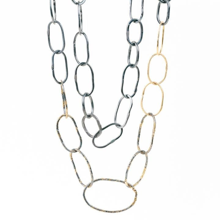 Organic Black/Gold Chain Link Necklace