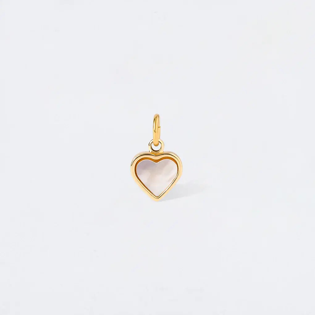 Mini Gold Heart Mother of Pearl Charm Pendant