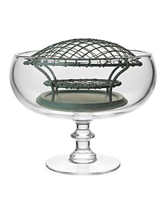 William Yeoward Crystal Country Classic Footed Rose Bowl + Wire Flower Frog | 8.5in