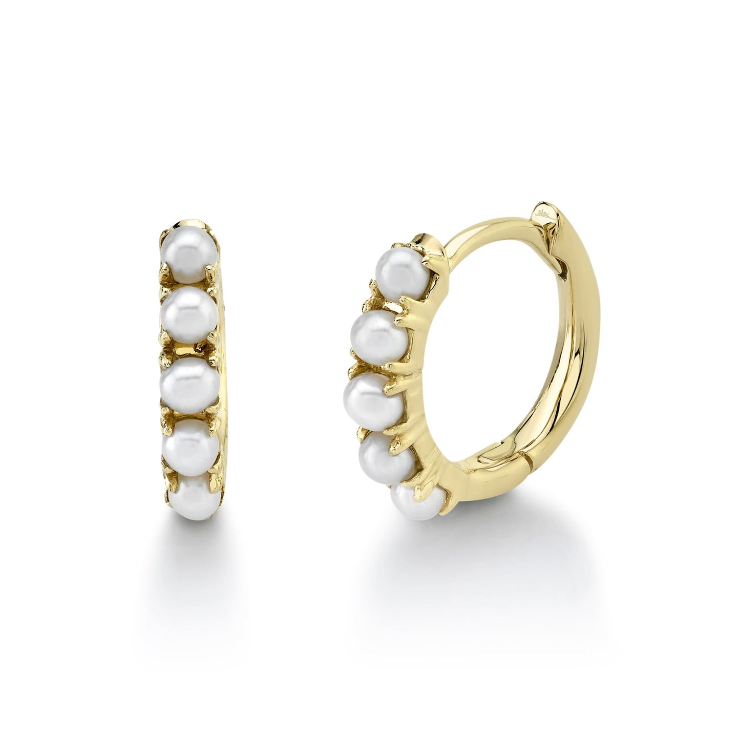 14K YG Cultured Pearl Huggie Earring