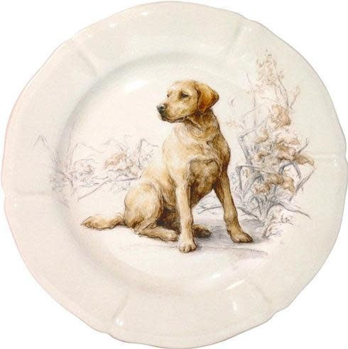 Gien Sologne Game Dogs Dessert Plate | 9.25in Labrador