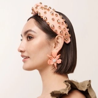 Oval Crystal Knotted Headband Peach Fuzz