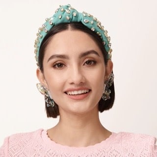 Candy Jeweled Knotted Headband Turquoise Rainbow