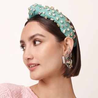 Candy Jeweled Knotted Headband Turquoise Rainbow