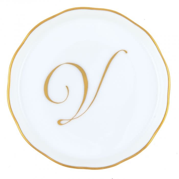 Herend Monogram Coaster | 4in V
