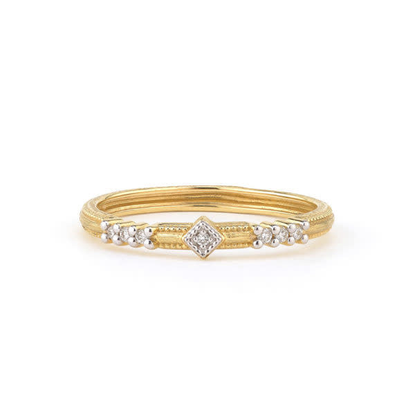 Lisse Triple Diamond Pave Band With Simple Diamond Accents