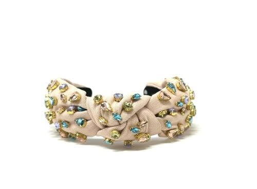 Candy Jeweled Knotted Headband Pastel Garden