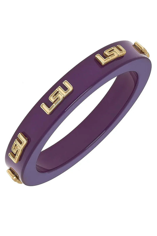 Logo Resin Bangle Bracelet | LSU Purple