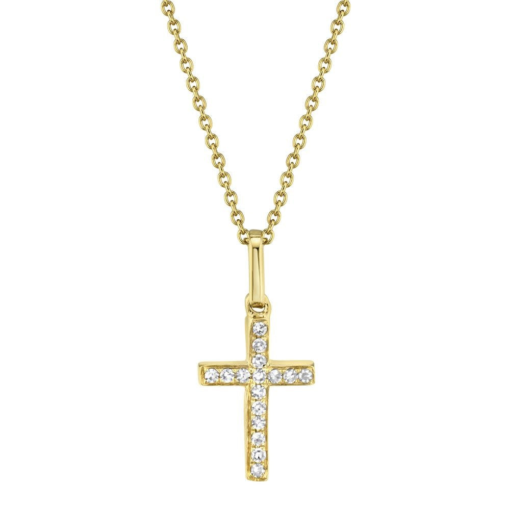 0.06Ct 14K YG Diamond Cross Necklace