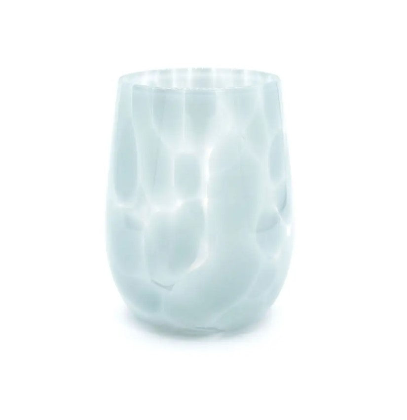 Hand Blown Fritsy Stemless Wine Glass