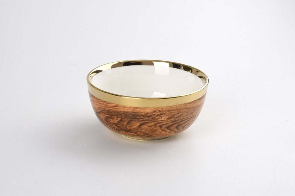 Porcelain + Wood Small Bowl | 6in