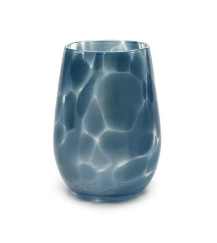 Hand Blown Fritsy Stemless Wine Glass