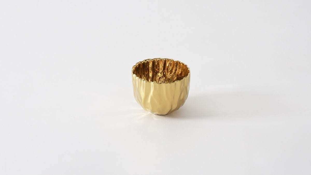 Porcelain + Gold Titanium Snack Bowl | 4x3in