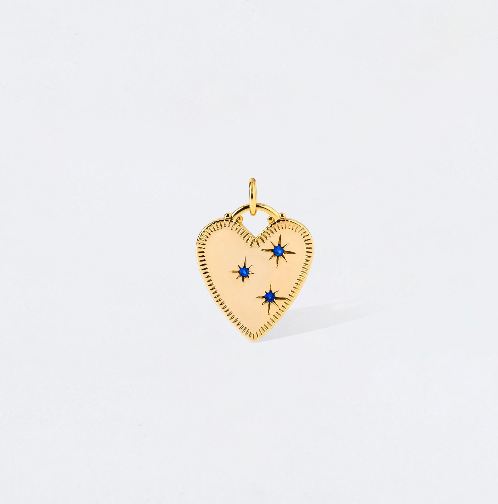 Blue Topaz Star Heart Charm Pendant