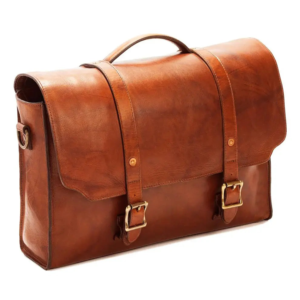 Heritage Leather Buckle Briefcase | 15.5x11x4in