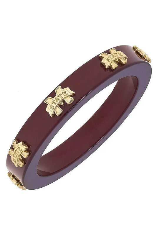 Logo Resin Bangle Bracelet | Mississippi State Maroon