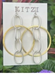 Kitzi Circle Drop + Oval Chain Earrings | Mixed Metal